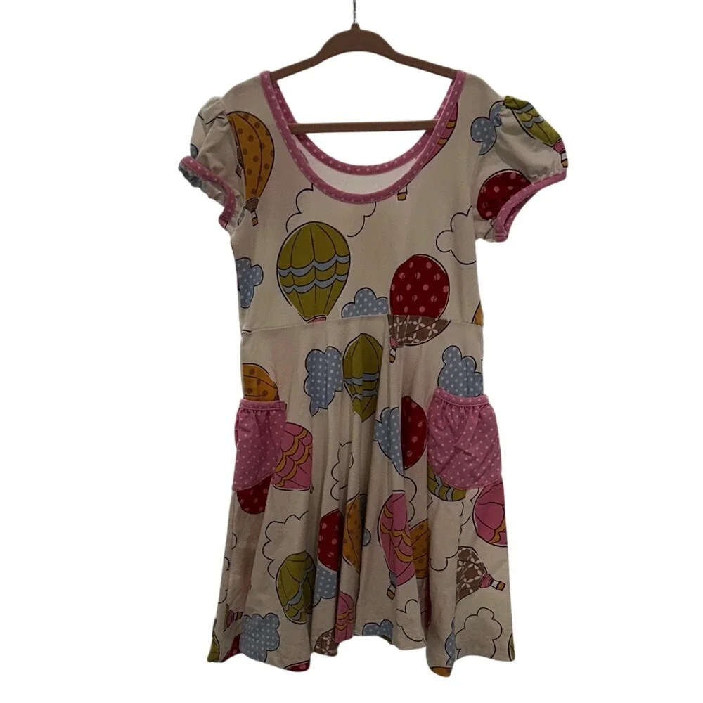 Eleanor Rose Hadlee Dress Kids Size 5-6 Cream Hot‎ Air Balloon Pockets Excellent